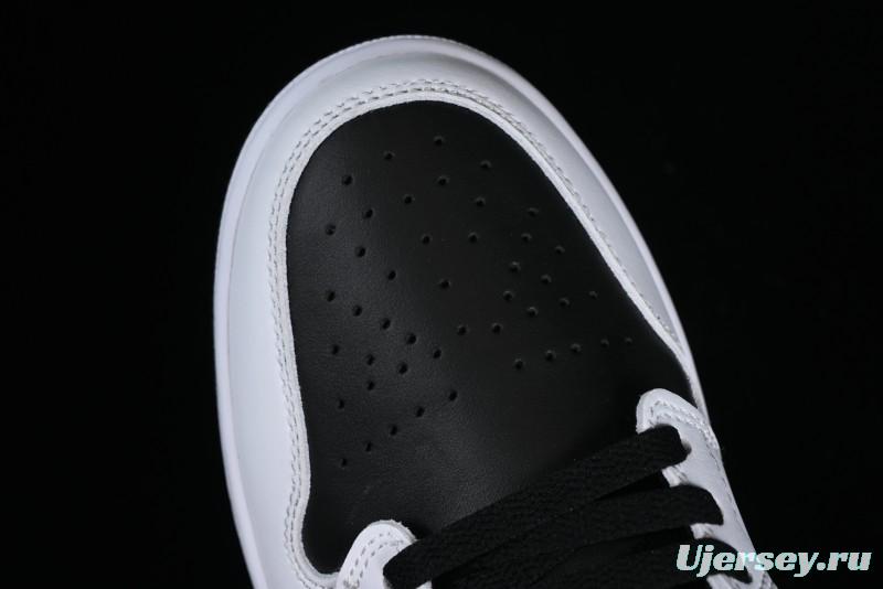 Nike Air Jordan 1 Low AJ1 Basketball Shoes with Black White Gold Swoosh - 553558-172