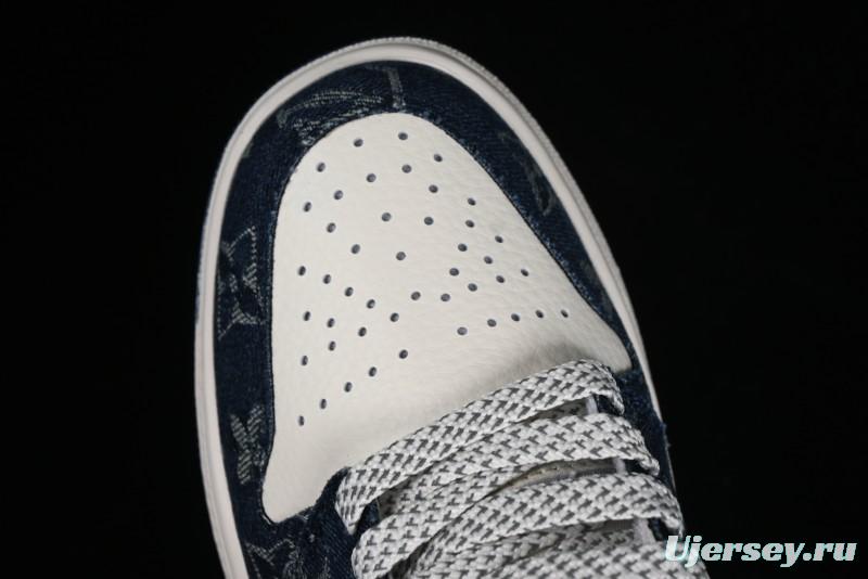 Nike Air Jordan 1 Low LV Collaboration - Light Blue Retro Casual Sneakers - SJ9950-003