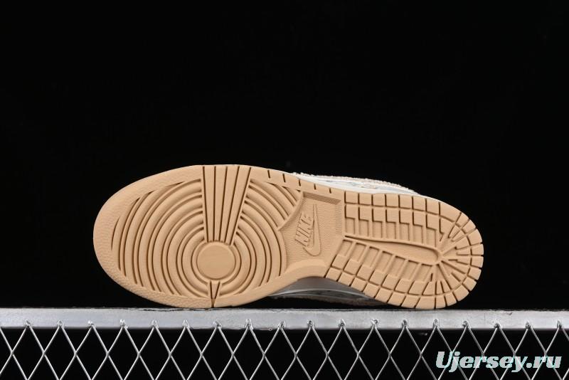 Nike SB Dunk Low LV Collaboration - Beige Swoosh Anniversary High-End Custom Low-Top Casual Skate Shoes - SJ2068-258