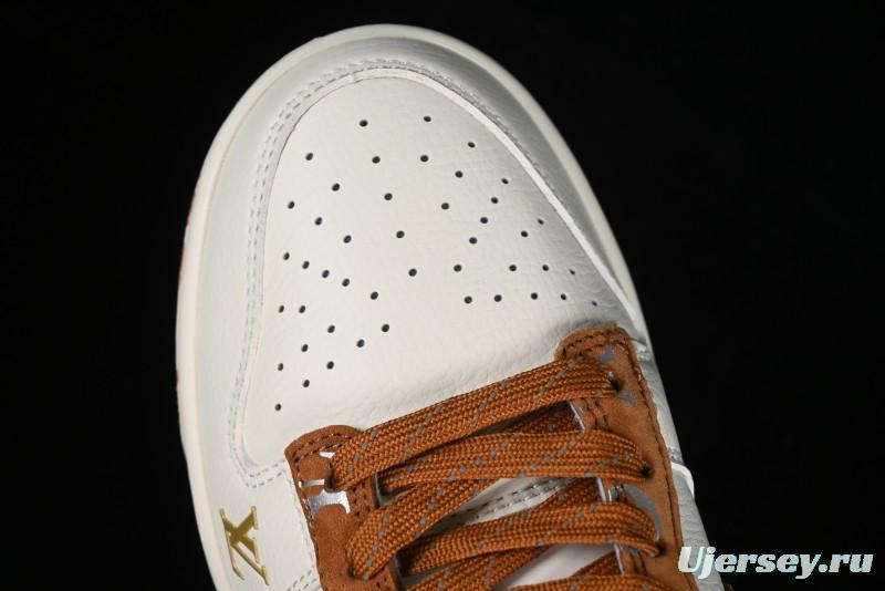 Nike SB Dunk Low LV Collaboration - Beige Brown Swoosh Anniversary High-End Custom Low-Top Casual Skate Shoes - XD6188-030