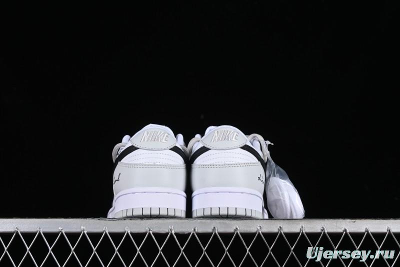 Nike Dunk Low Leather Letter High Street Deconstructed Black Grey SB Strap Low Top Casual Sneakers - DV0831-101