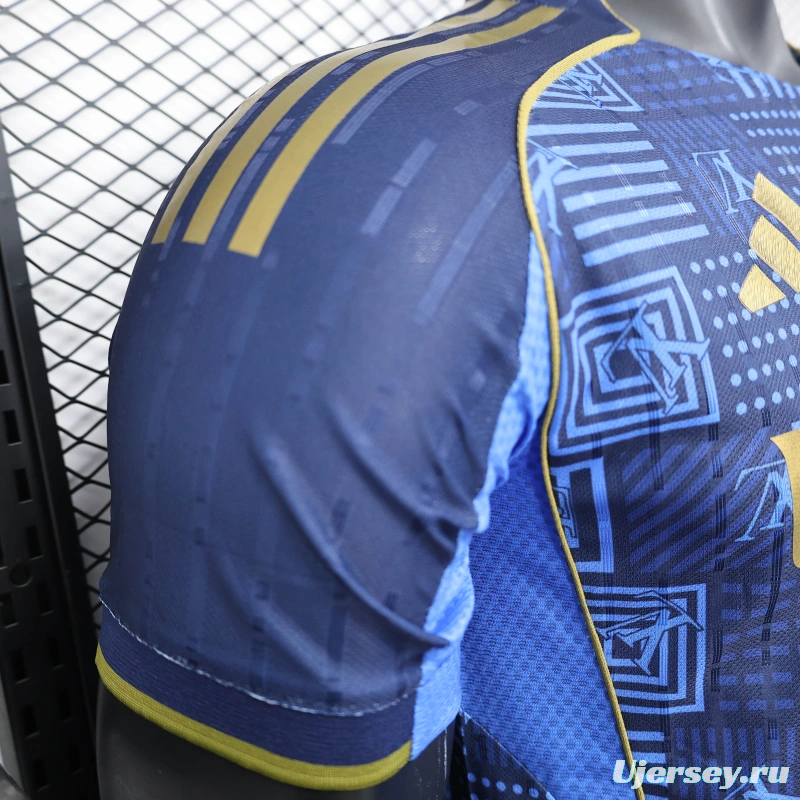 25/26 Player Version Real Madrid Blue Geometric Pattern Away Jersey