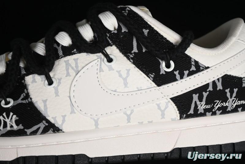 Nike SB Dunk Low MLB Strap Collaboration - Black Denim Print Anniversary Custom Low-Top Casual Sneakers - SJ2068-251
