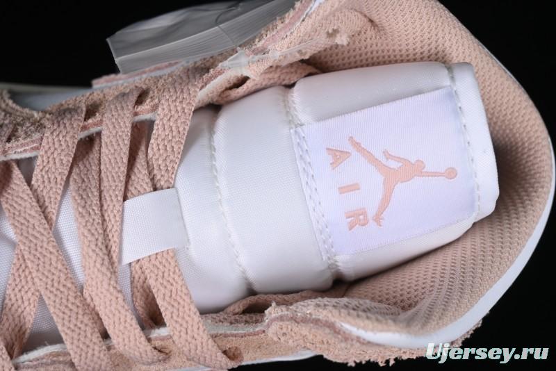 Nike Air Jordan AJ1 Mid Basketball Shoes in White Pink - FN7432-161