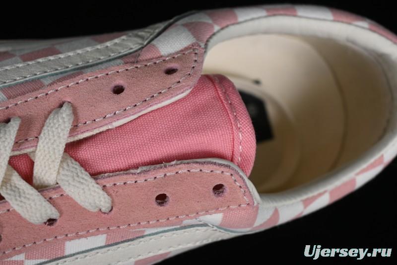 Vans Old Skool Reissue 136 Pink Checkerboard Low Top Retro Canvas Shoes - VN000MT6EBQ