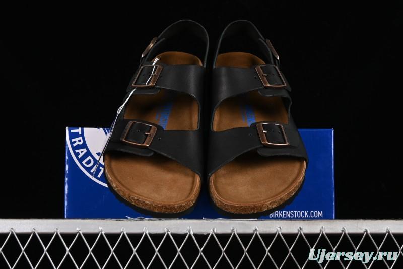 Birkenstock Birkenstock Sandals Series Black Leather with Soft Cushioning Cork Midsole - T.D4