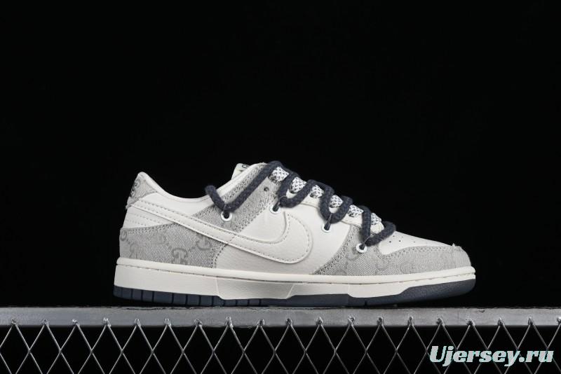 Nike SB Dunk Low Gucci Collaboration - Lace-Up Ash Anniversary High-End Custom Low-Top Casual Sneakers - SJ2068-263