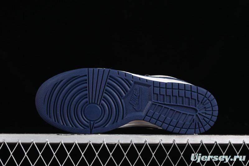 Nike SB Dunk Low LV Collaboration - Suede Navy Blue Anniversary High-End Custom Low-Top Casual Sneakers - FC1688-134
