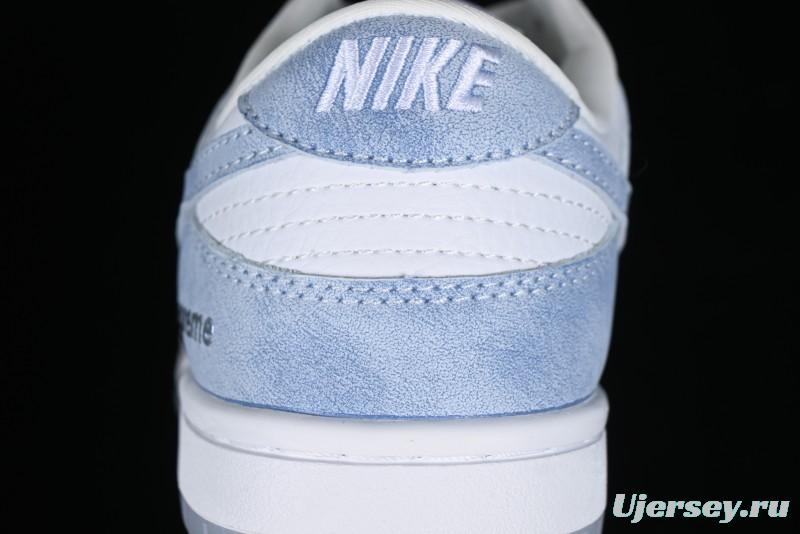 Nike SB Dunk Low Supreme Collaboration - Ice Crystal Blue Anniversary High-End Custom Low-Top Casual Skate Shoes - JH8039-939