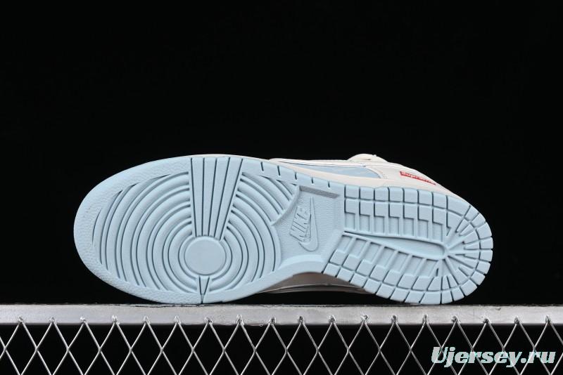 Nike SB Dunk Low Supreme Collaboration - Ice Blue Engraving Anniversary Customized Low-Top Casual Skate Shoes - JJ5688-107