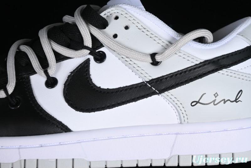 Nike Dunk Low Leather Letter High Street Deconstructed Black Grey SB Strap Low Top Casual Sneakers - DV0831-101