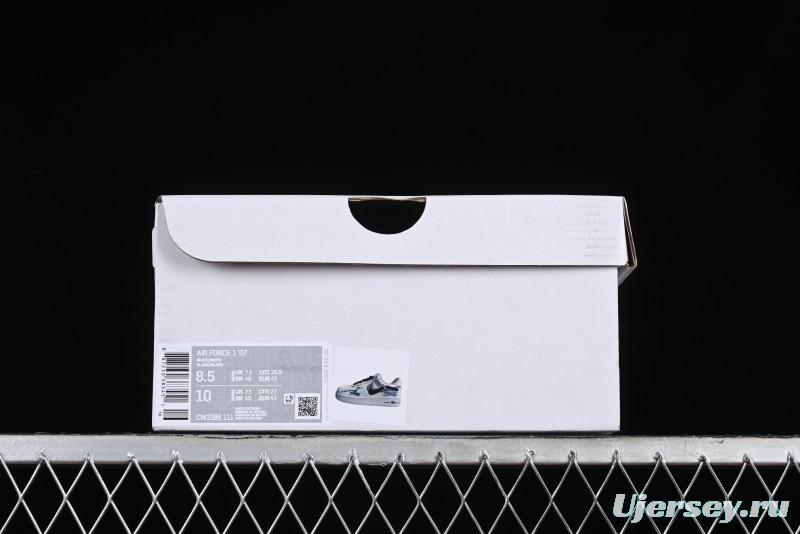 Nike Air Force 1 '07 Low Casual Sneakers with Two-Tone Shadow Swoosh and Custom Anime Art - CW2288-111