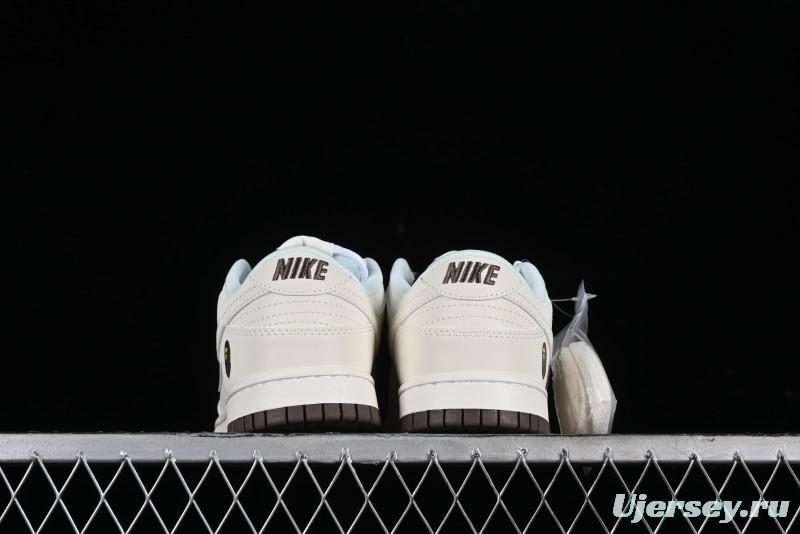 Nike SB Dunk Low BAPE Collaboration Anniversary Edition - White with Brown Swoosh Low-Top Casual Skate Shoes - XD6188-019