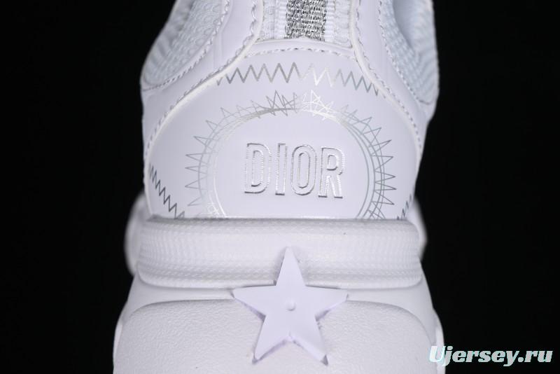 Dior Chrono Round Toe Lace-Up Lifestyle Casual Running Shoes - 10W WHITE