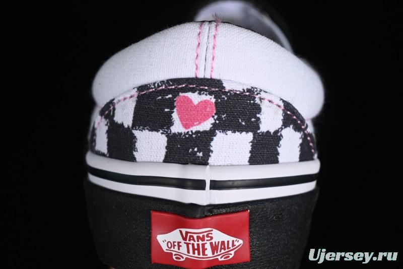 Vans Slip-On Classic Collaborative Hand-Painted Graffiti with Pink Accents and Crystal Outsole Checkerboard Slip-On - VN000CT5BPA