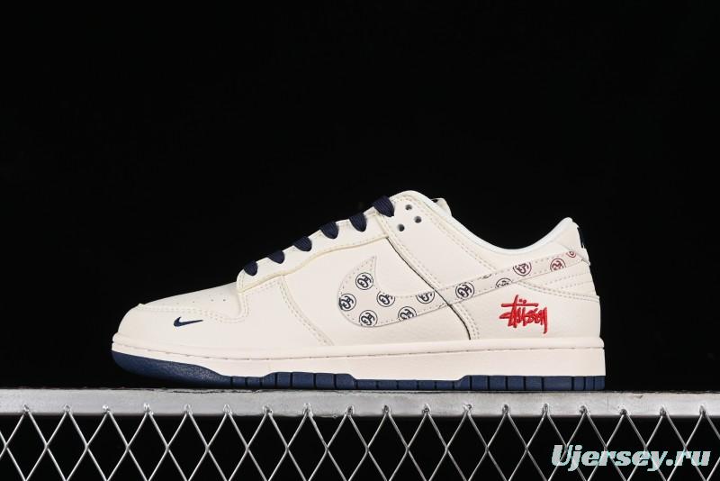Nike SB Dunk Low Stussy Collaboration - Off White Floral Swoosh Anniversary High-End Custom Low-Top Casual Skate Shoes - XY1688-001