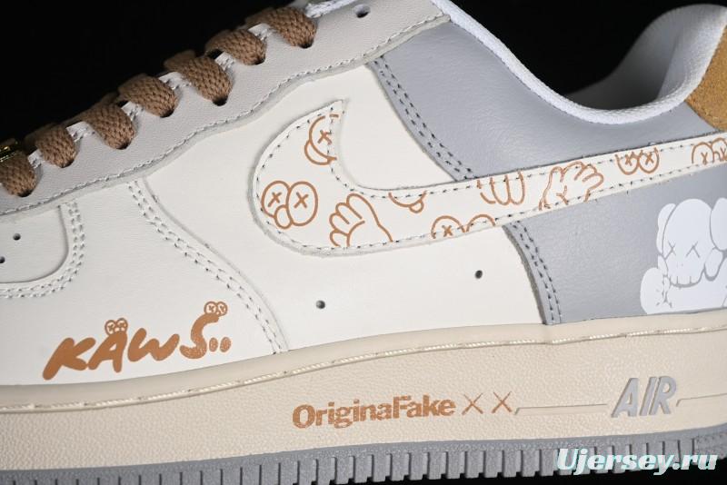 Nike Air Force 1 '07 Low x Kaws Casual Sneakers with Full-Length Air Cushion - CW2288-207