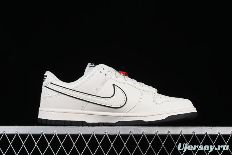 Nike SB Dunk Low Supreme Collaboration - Beige Black Mini Swoosh Anniversary High-End Custom Low-Top Casual Skate Shoes - DJ2024-006