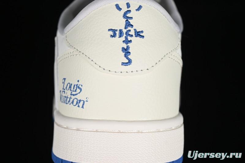 Nike Travis Scott x Fragment Design x Air Jordan 1 Low OG SP AJ1 LV Collaboration Light Blue Low-Top Casual Sneakers - LJ5188-007