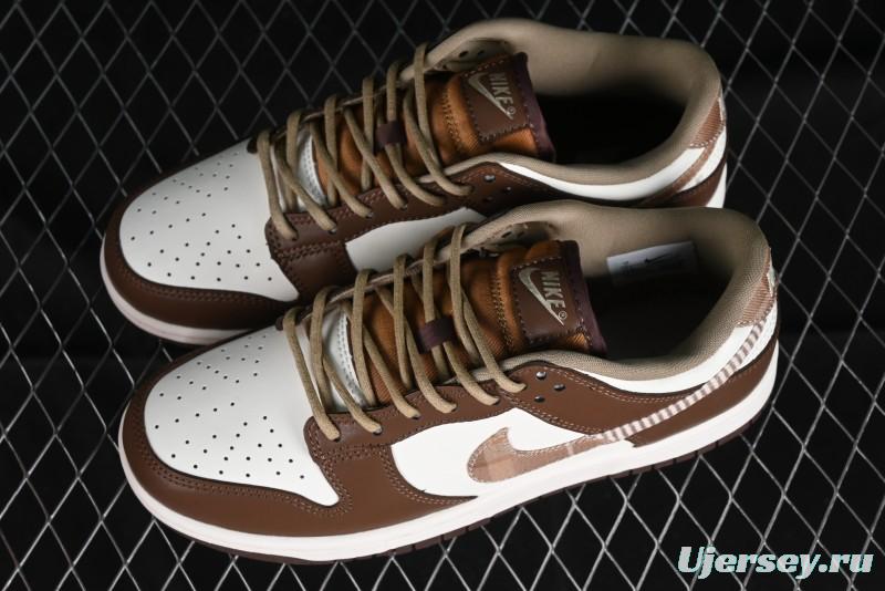 Nike Dunk Low SB White Brown Plaid Casual Skate Shoes - FV3653-191