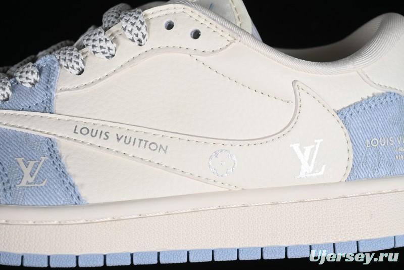 Nike Travis Scott x Fragment Design x Jordan Air Jordan 1 Low OG SP AJ1 LV Peacock Blue Low-top Casual Sneakers - LJ5188-003