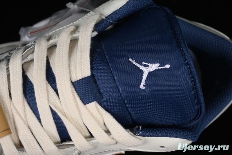 Nike Air Jordan 1 Low AJ1 Retro Basketball Shoes Panda Prank Voyage Theme - 553558-414