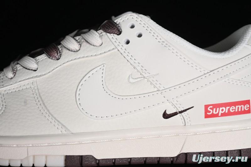 Nike SB Dunk Low Supreme Collaboration - White Brown Two-Tone Anniversary High-End Custom Low-Top Casual Sneakers - BB8657-106