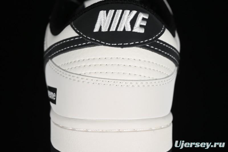 Nike SB Dunk Low Supreme Collaboration - Beige Black Canvas Anniversary Custom Low-Top Casual Skate Shoes - BB8657-515
