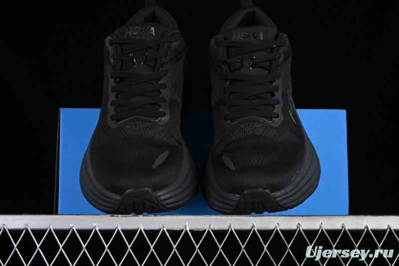 HOKA ONE ONE Bondi 8 Functional Cushioned Running Shoes with Engineered Mesh Upper - 1123202 BBLC