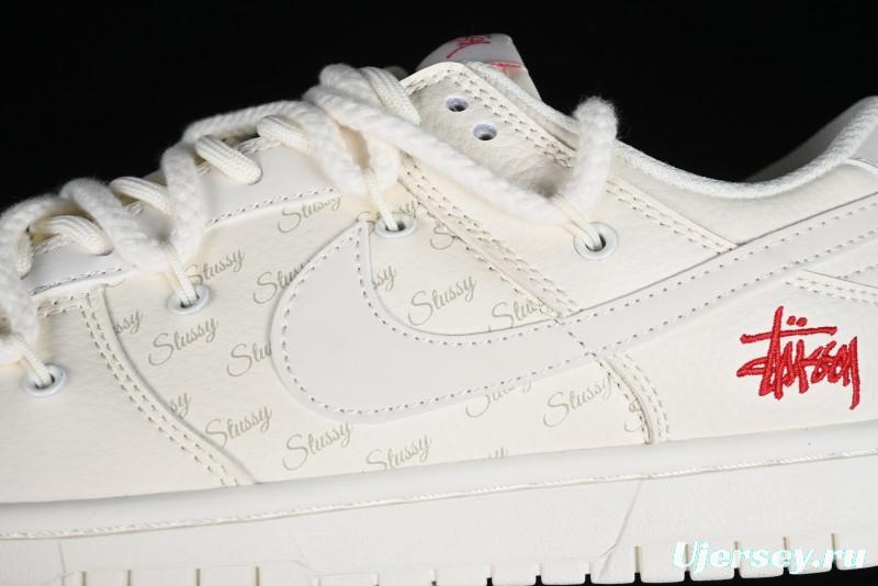 Stussy x Nike SB Dunk Low Anniversary Custom Retro Sneakers with Original S Titanium Accessory - SJ2068-259