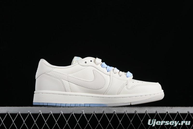 Nike SB Dunk Low Supreme Anniversary Edition Customized Low-Top Casual Sneakers in Off-White and Blue - BB6588-102