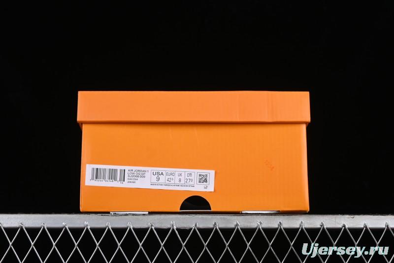 Nike Travis Scott x Fragment Design x Jordan Air Jordan 1 Low OG SP AJ1 LV Khaki Denim Casual Sneakers - SJ2068-009