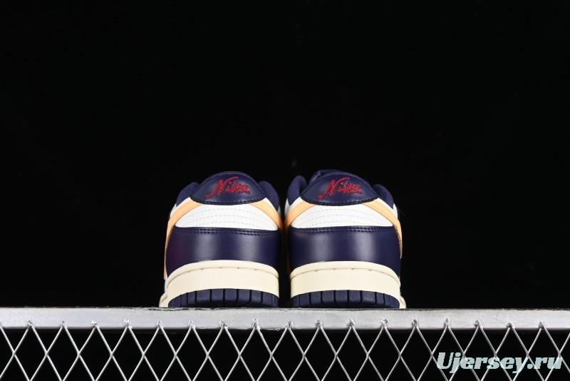 Nike Dunk Low Retro SB Skateboarding Shoes in Navy Blue with Purple Gold White Colorway - FV8106-181