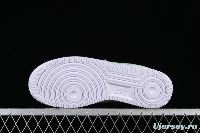 Nike Air Force 1 '07 Low Casual Sneakers with Anime-inspired Green Apple Spray Paint Design - DY8899-002