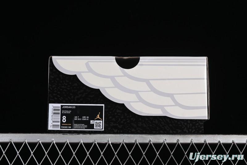 Nike Air Jordan 2/3 Retro Low Top Basketball Shoes in White/Black/Sail/Cement Grey - FD0383-100