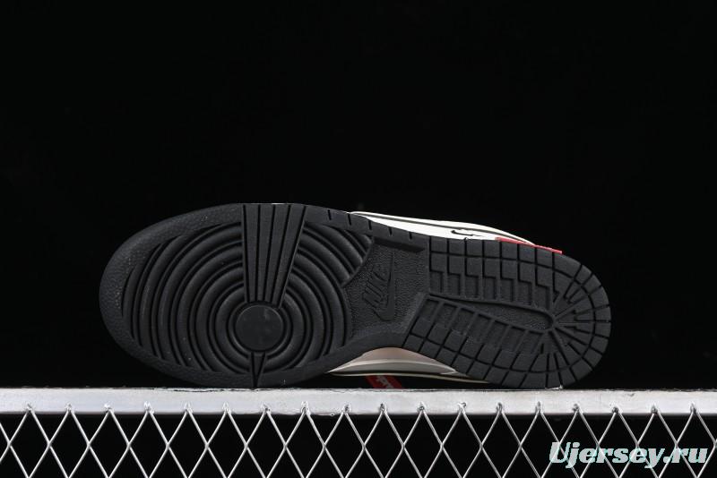 Nike SB Dunk Low Supreme Collaboration - Beige Black Mini Swoosh Anniversary High-End Custom Low-Top Casual Skate Shoes - DJ2024-006