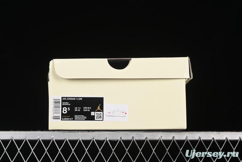 Nike Air Jordan 1 Low Supreme Collaboration - Retro Basketball Shoes in Off-White Red with Small Logo - SJ9950-017