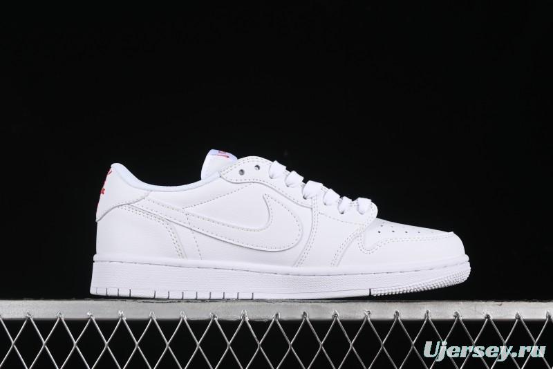 Nike Travis Scott x Fragment Design x Air Jordan 1 Low OG SP AJ1 Gucci Collaboration - White Low-Top Casual Sneakers LJ5188-014