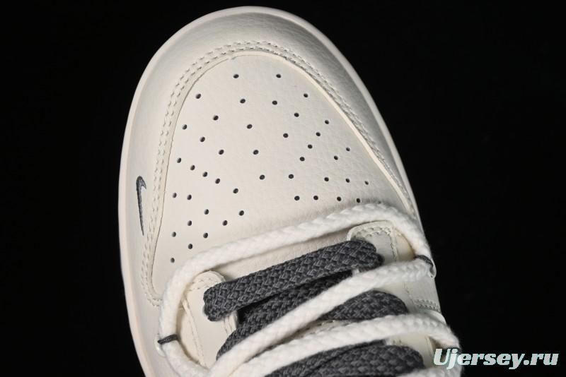 Stussy x Nike Dunk Low SB Sneakers in Off-White and Gray with Stussy S Titanium Accessory - SJ2068-275