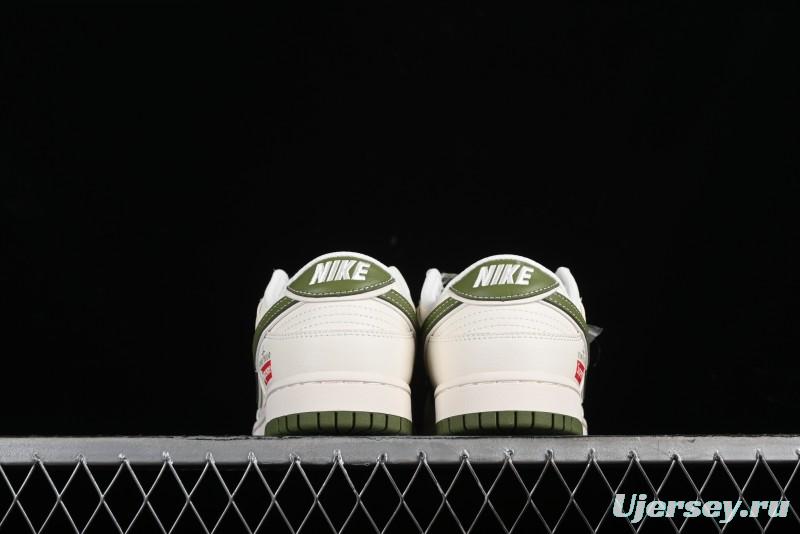 Nike SB Dunk Low x Supreme Stone Island Collaboration Beige Green Starry Sky Anniversary High-End Custom Low-Top Casual Skate Shoes - BB9866-004