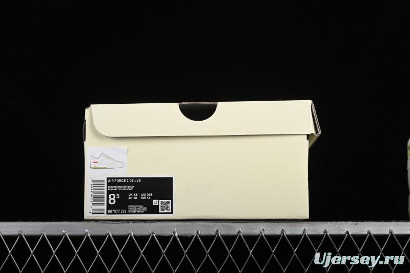 Nike Air Force 1 '07 Low Supreme Casual Sneakers in White-Fluorescent Green - BB7577-219