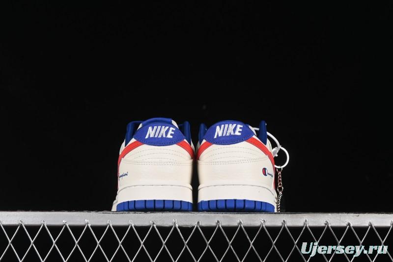 Nike SB Dunk Low Championship Collaboration - Off-White Red Swoosh Anniversary Custom Low-Top Casual Skate Shoes - KK1688-021