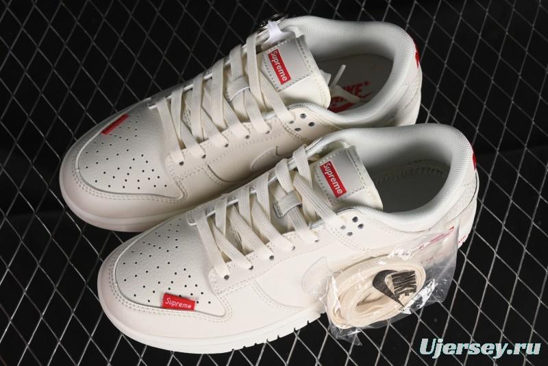 Nike SB Dunk Low Supreme Collaboration - Off-White Swoosh Anniversary High-End Custom Low-Top Casual Skate Shoes - SJ2068-267