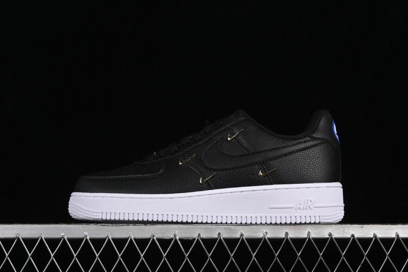 Nike Air Force 1 '07 Low Black Gold Swoosh Casual Sneakers - CT1990-001