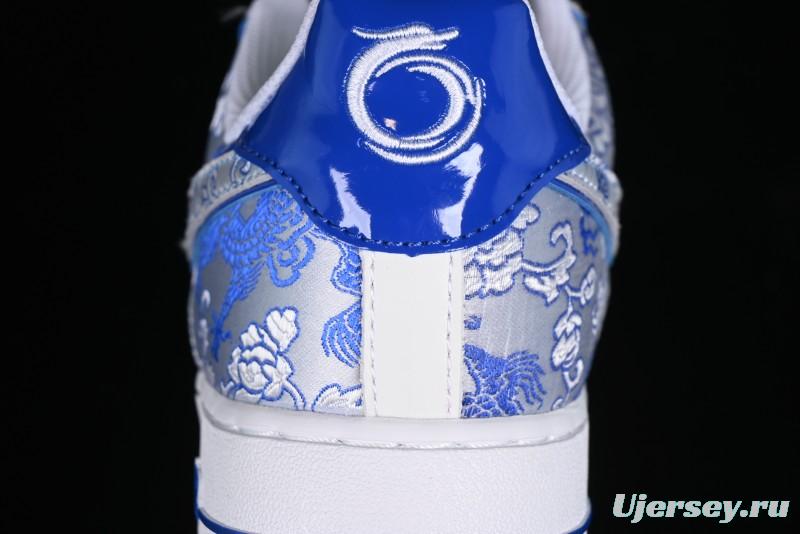 Nike Air Force 1 '07 Low DIY Blue and White Porcelain Dragon Embroidery Casual Sneakers - CW2288-201