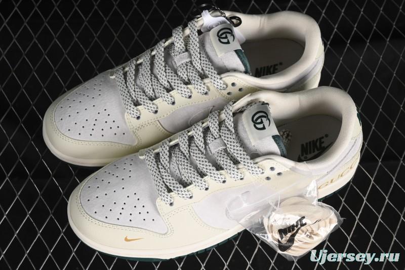 Nike SB Dunk Low Gucci Collaboration - Beige with Yellow Swoosh Anniversary High-End Custom Low-Top Casual Sneakers - DQ1098-390