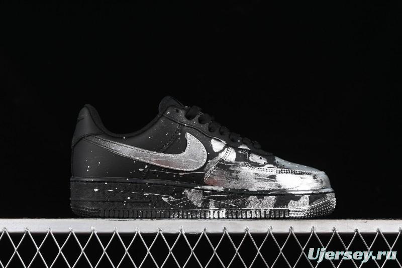 Nike Air Force 1 '07 Low Graffiti Black Silver Anime Hand-Painted Casual Sneakers - CW2288-012