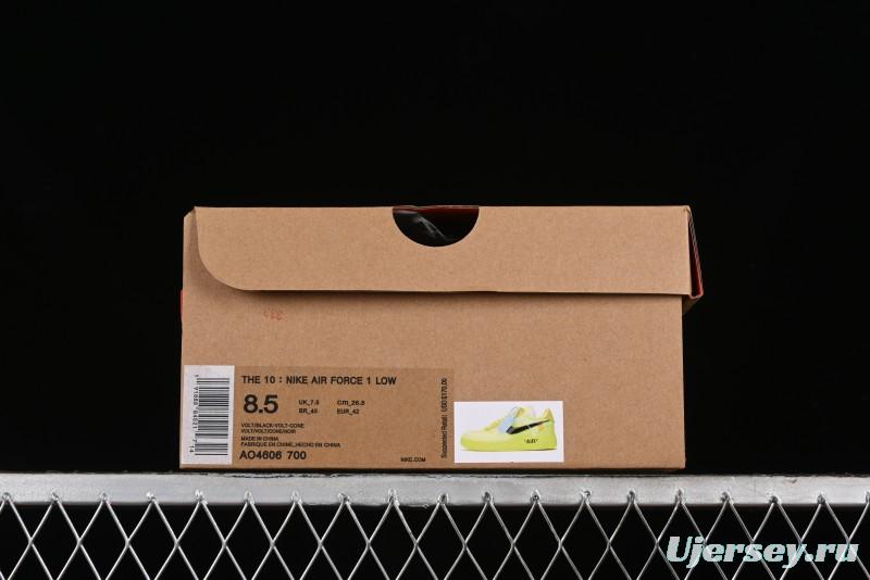 Nike Off White x Air Force 1 Low OW Transparent Yellow Sneakers - AO4606-700