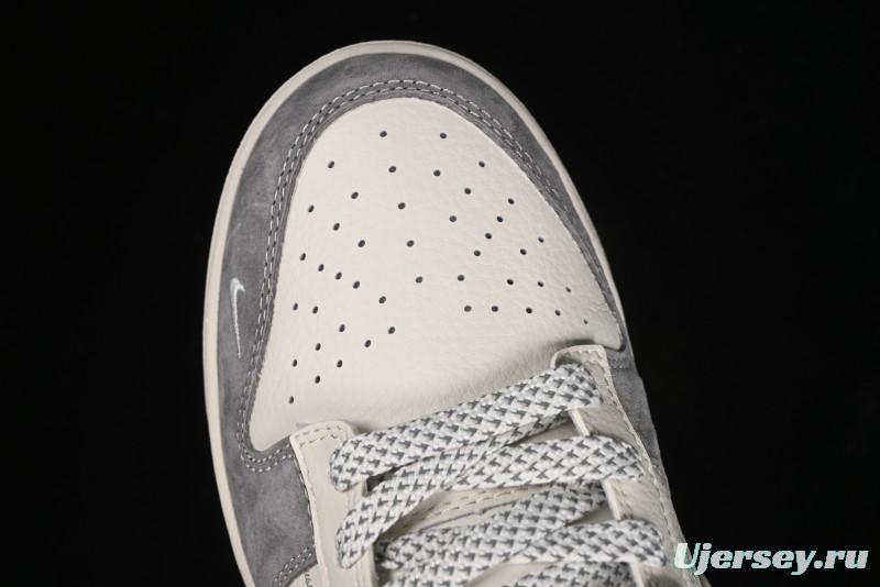 Nike SB Dunk Low Stussy Collaboration - Grey Pig Suede Patchwork Anniversary Custom Low-Top Casual Skate Shoes - CF3688-016