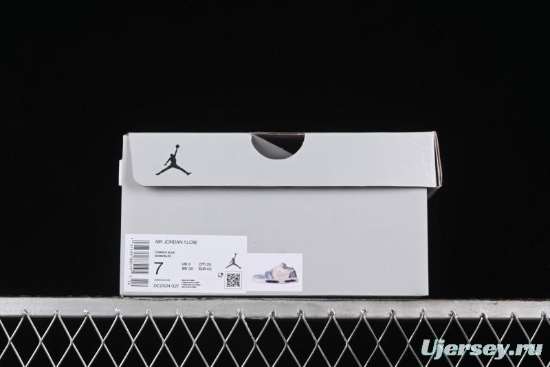 Nike Air Jordan 1 Low MLB Collaboration Retro Blue Denim Custom Basketball Shoes - DC2024-027